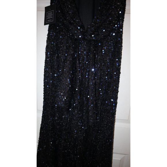 Mac Duggal 26331 Women's Sz 6 Midnight Blue Sequin Sleeveless Sheath Gown $398 - Picture 5 of 8